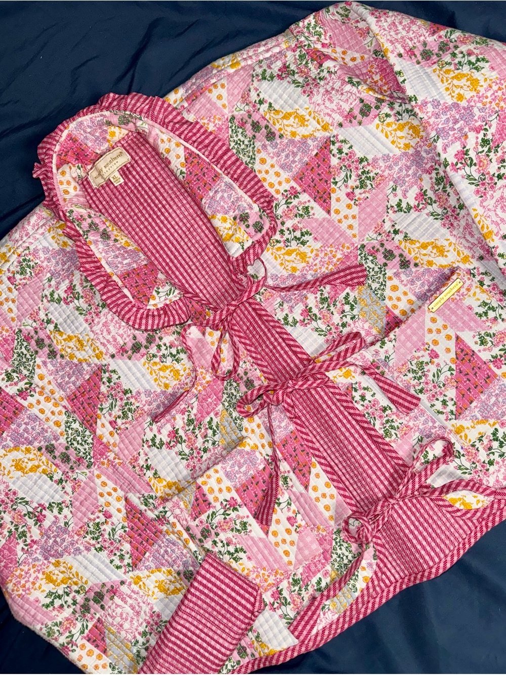 Pink Floral Patchwork Quilted Jacket with bows
